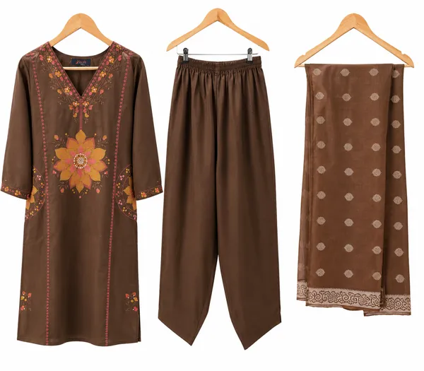 Brown_Pure_Premium_Heavy_Dabu_Cotton_Premium_Kurta_Set_For_Women