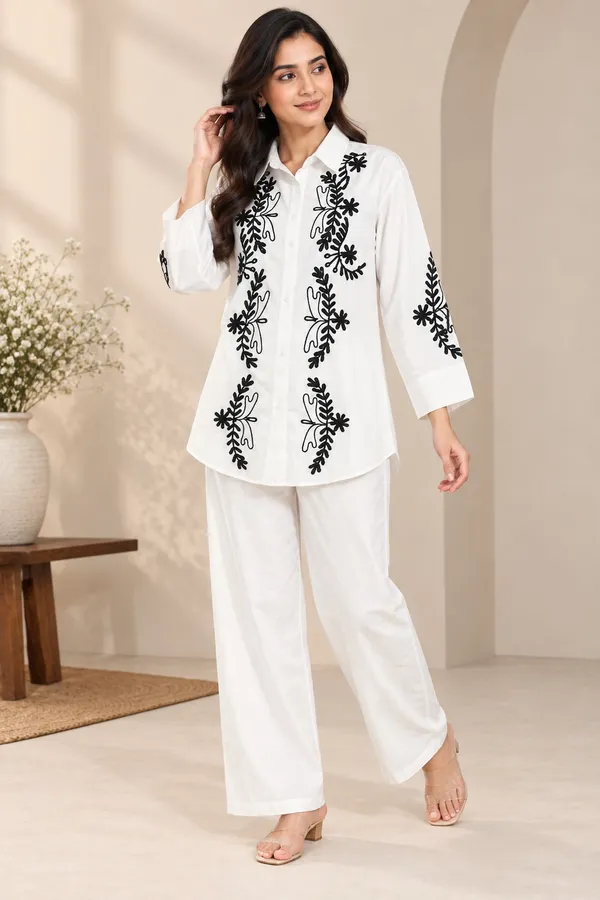 Women_White_Embroidered_Shirt_Style_Kurta_with_Wide_Leg_Pants_2-Piece_Set