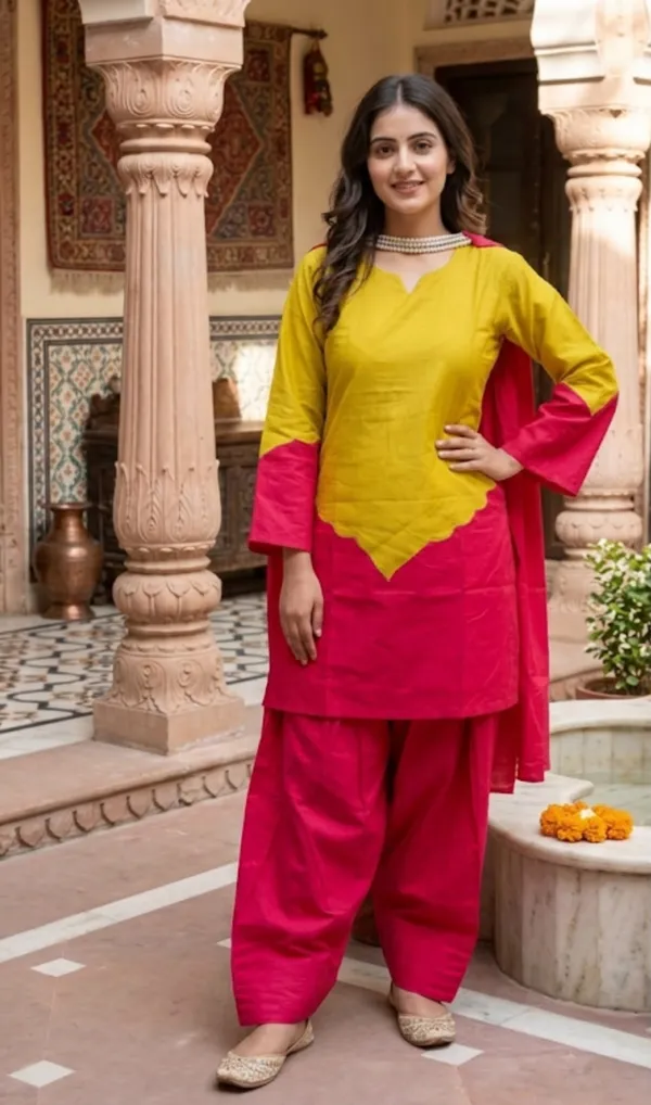 Women’s_Yellow_&_Pink_Straight_Kurta_with_Salwar_&_Dupatta_Set