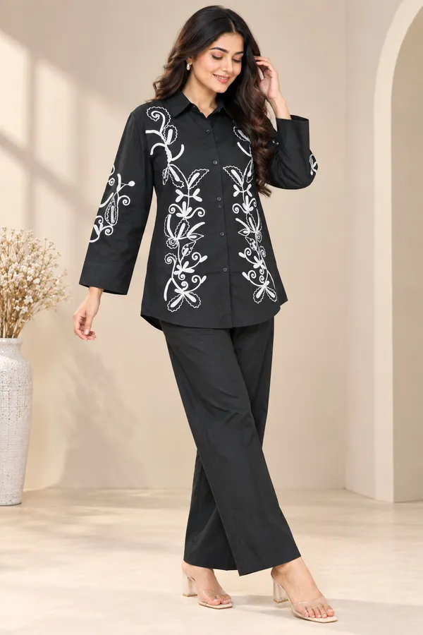 Women’s_black_Embroidered_Shirt_&_Wide-Leg_Pant_Co-ord_Set