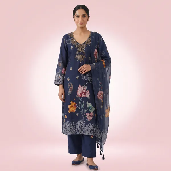 Navy_Organza_Premium_Kurta_Set_For_Women