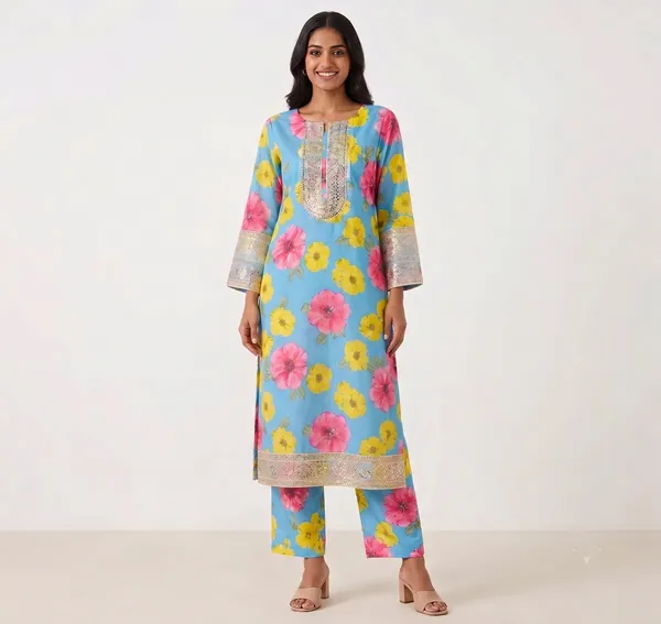 Blue_Premium_Cotton_Premium_Kurta_Set_For_Women