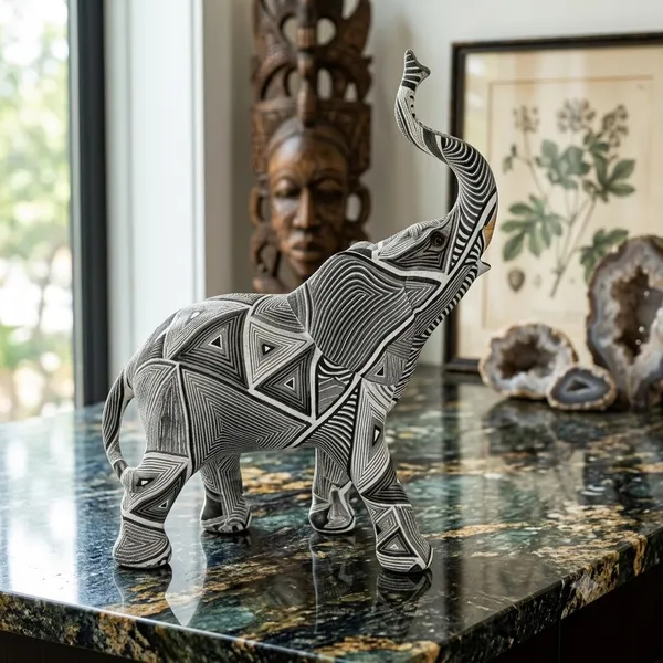 Elephant_Figurine_Resin_Statue_Collectible_Sculpture_For_Shelf_Bedroom_Stripe_Decorative_Showpiece_23_Cm