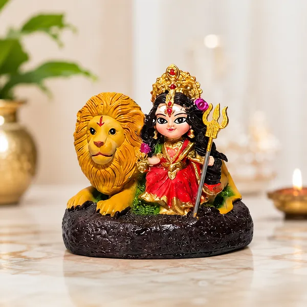 Baal_Mata_with_Lion_Resin_Idol_–_7_cm_Decorative_Statue_for_Home,_Car_&_Office