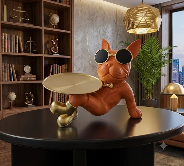 Dog_Tray_Orange_Handcrafted_Decorative_Showpiece