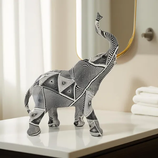 Elephant_Figurine_Resin_Statue_Collectible_Sculpture_For_Shelf_Bedroom_Stripe_Decorative_Showpiece_23_Cm