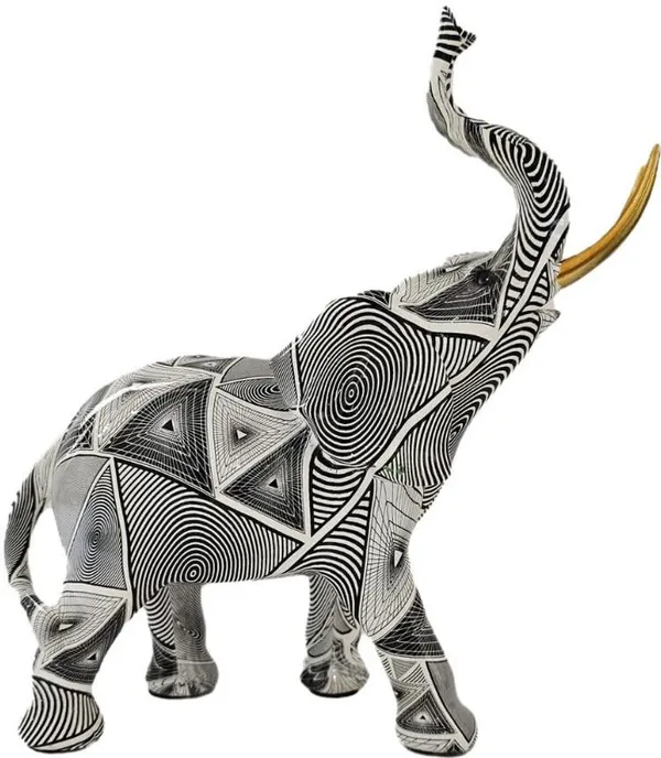 Elephant_Figurine_Resin_Statue_Collectible_Sculpture_For_Shelf_Bedroom_Stripe_Decorative_Showpiece_23_Cm