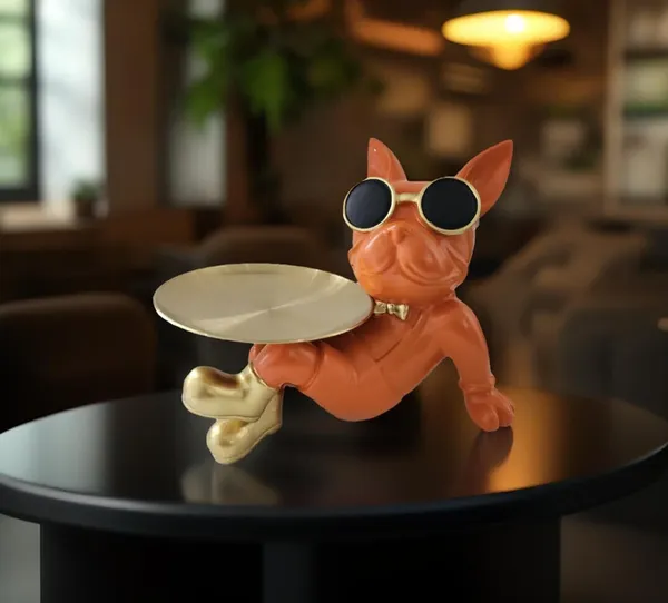 Dog_Tray_Orange_Handcrafted_Decorative_Showpiece