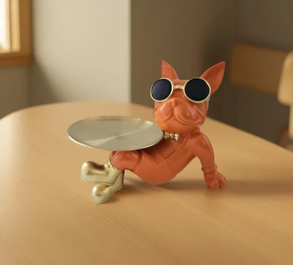 Dog_Tray_Orange_Handcrafted_Decorative_Showpiece
