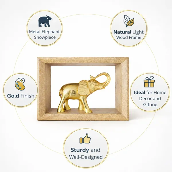 Gold_Elephant_Wooden_Frame_Decor_Decorative_Showpiece_16_Cm