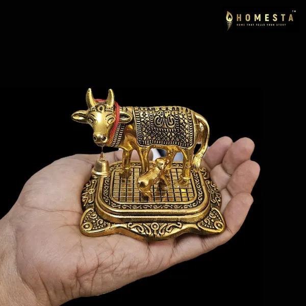 Kamdhenu_Cow_Calf_Decorative_Idol_Decorative_Showpiece_7_Cm_-_Pack_of_2