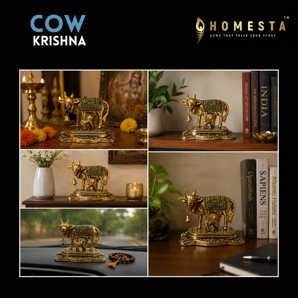 Kamdhenu_Cow_Calf_Decorative_Idol_Decorative_Showpiece_7_Cm_-_Pack_of_2