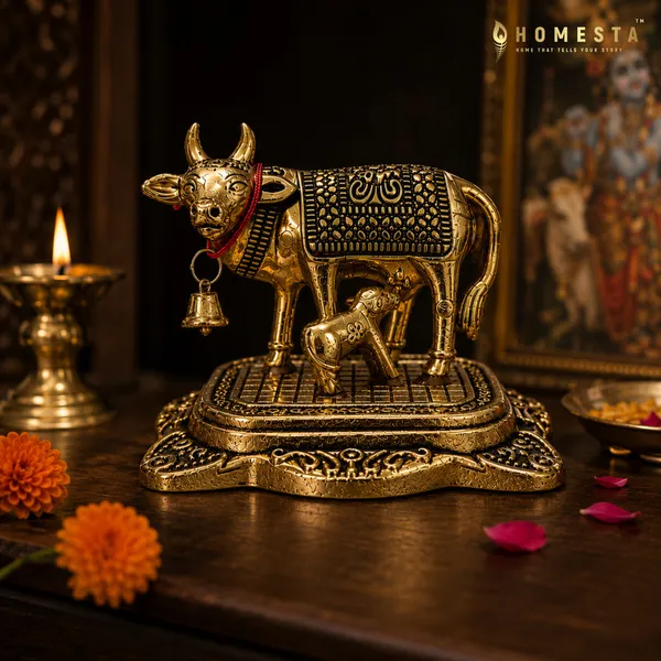 Kamdhenu_Cow_Calf_Decorative_Idol_Decorative_Showpiece_7_Cm_-_Pack_of_2