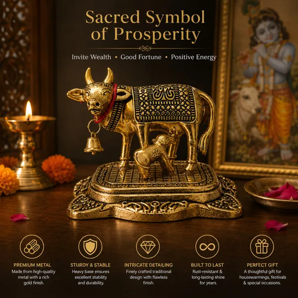 Kamdhenu_Cow_Calf_Decorative_Idol_Decorative_Showpiece_7_Cm_-_Pack_of_2