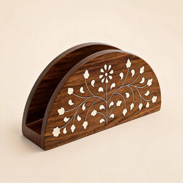 Brown_Wood_Decorative_Floral_Inlay_Napkin_Holder
