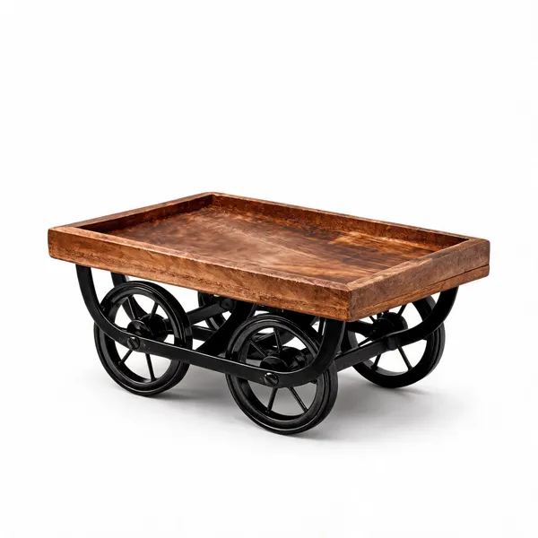 Brown_And_Black_Wood_And_Steel_Rustic_Cart_Wheel_Serving_Tray