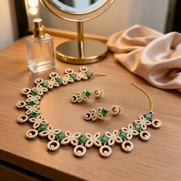 Gold_And_Green_Brass_Jewellery_Set_For_Women