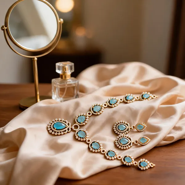 Gold_And_Blue_Brass_Jewellery_Set_For_Women
