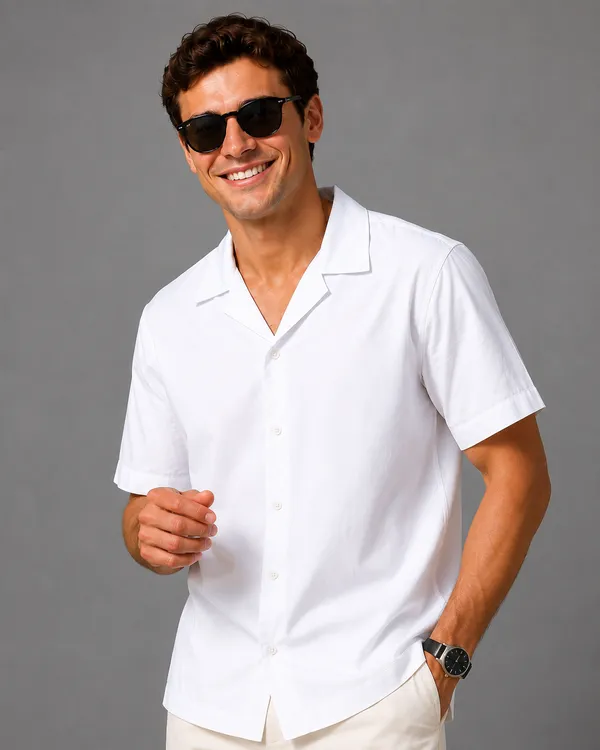Men's_White_Cuban_Collar_Cotton_Flex_Shirt_�_The_Resort_Collection