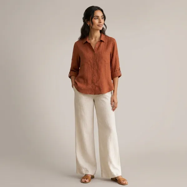 Rust_Cotton_Relaxed_Fit_Button_Down_Shirt_For_Women