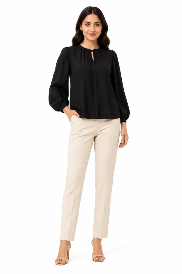 Black_Cotton_Relaxed_Fit_Gathered_Blouse_For_Women