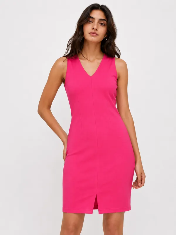 Pink_Cotton_Bodycon_Sleeveless_Dress_For_Women