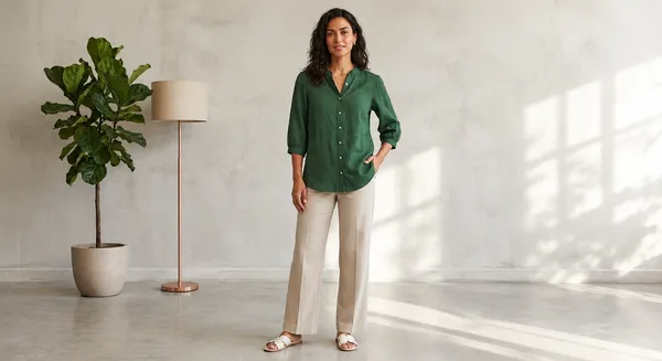 Green_Cotton_Relaxed_Fit_Button_Front_Shirt_For_Women
