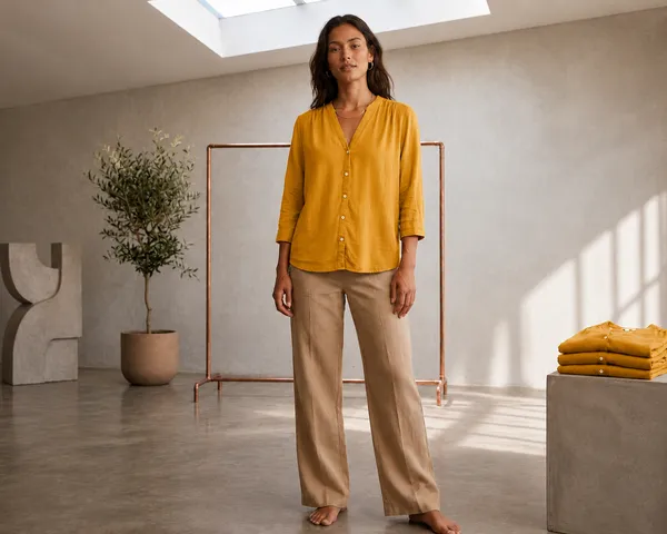 Mustard_Cotton_Relaxed_Fit_Button_Front_Top_For_Women