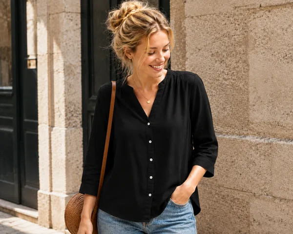Black_Cotton_Relaxed_Fit_Button_Front_Top_For_Women