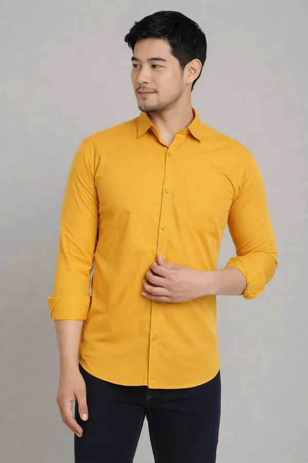 Men's_Solid_Cotton_Casual_Button-Down_Shirt_�_Mustard_Yellow_(Full_Sleeves)