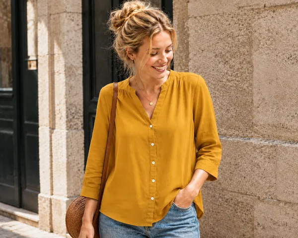 Mustard_Cotton_Relaxed_Fit_Button_Front_Top_For_Women