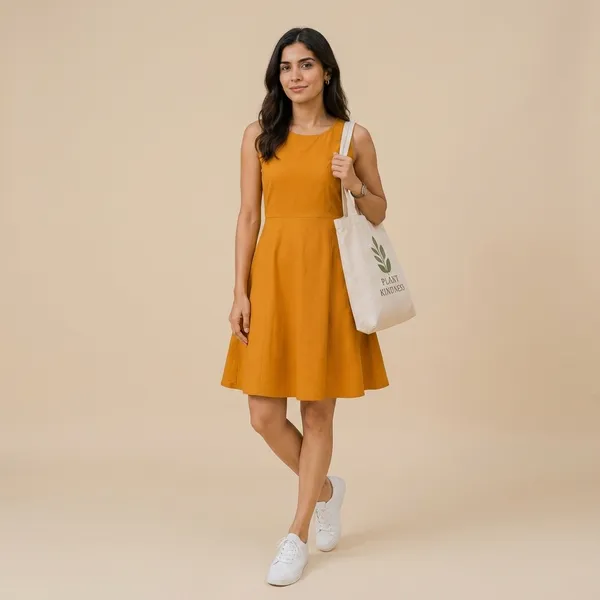 Mustard_Cotton_Fit_And_Flare_Sleeveless_Dress_For_Women