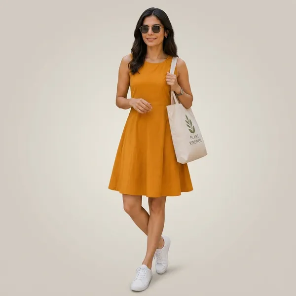 Mustard_Cotton_Fit_And_Flare_Sleeveless_Dress_For_Women