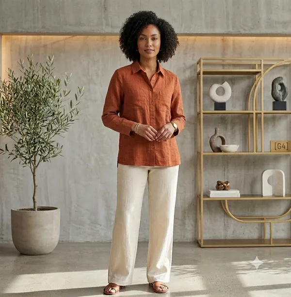 Rust_Cotton_Relaxed_Fit_Button_Down_Shirt_For_Women