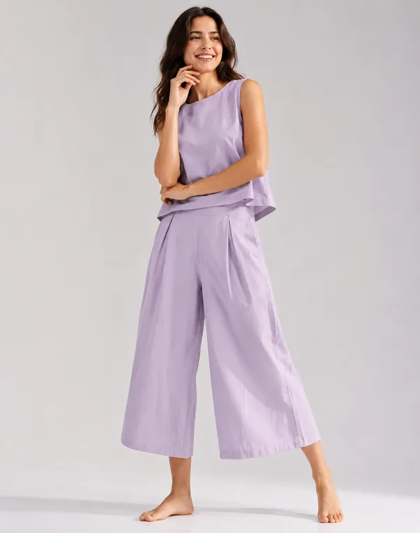 Women_Minimalist_Purple_Cotton-Look_Sleeveless_Top_&_Wide-Leg_Trouser_Co-ord_Set