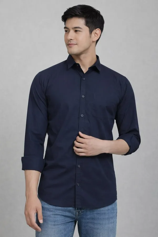 Men's_Solid_Cotton_Casual_Button-Down_Shirt_�_Dark_Blue_(Full_Sleeves)