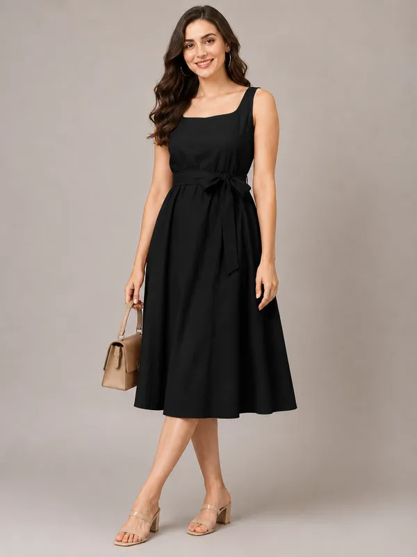 Women's_Vibrant_Black_Cotton_Sleeveless_Square_Neck_Belted_A-Line_Midi_Dress