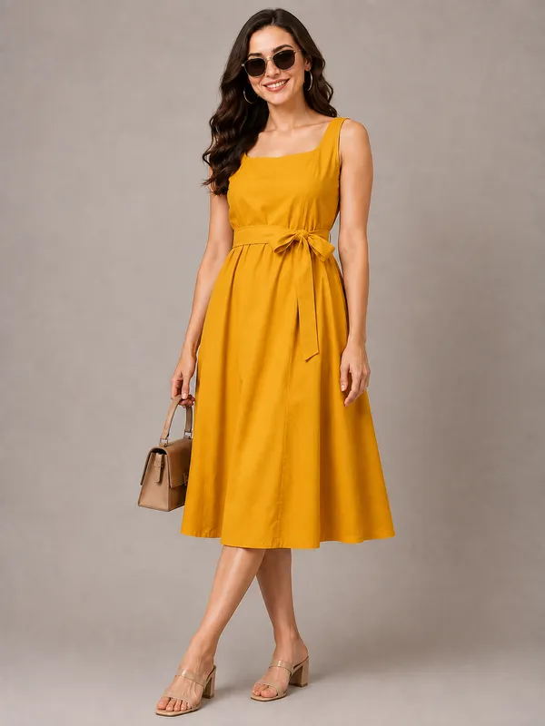 Women's_Vibrant_Mustard_Yellow_Cotton_Sleeveless_Square_Neck_Belted_A-Line_Midi_Dress