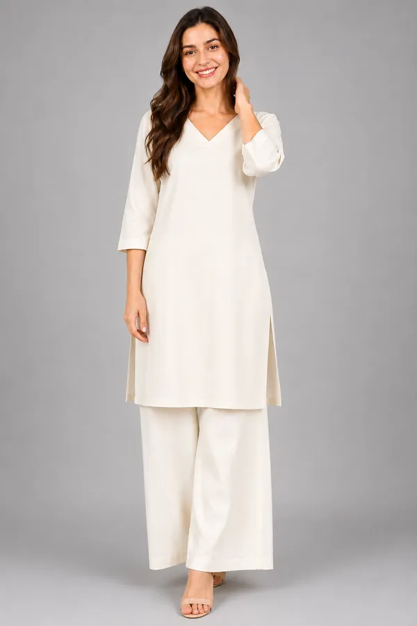 Women_Cotton_3/4th_Sleeve_Straight_Kurti_�_Casual_Everyday_Wear