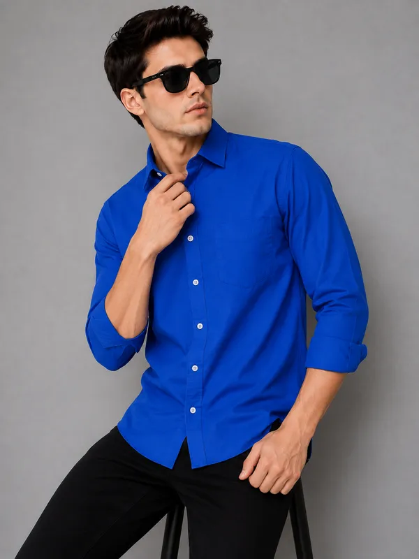 Men's_Premium_Royal_Blue_Solid_Cotton_Casual_Shirt