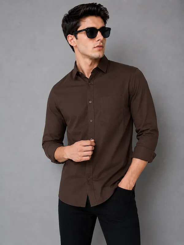 Men's_Premium_Brown_Solid_Cotton_Casual_Shirt