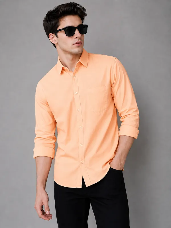 Men's_Premium_Peach_Solid_Cotton_Casual_Shirt