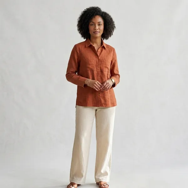 Rust_Cotton_Relaxed_Fit_Button_Down_Shirt_For_Women
