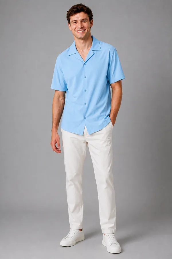 Men's_Sky_Blue_Cuban_Collar_Cotton_Flex_Shirt_�_The_Resort_Collection