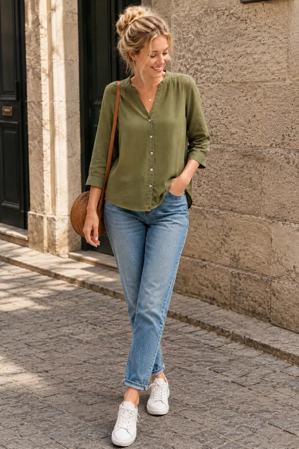 Olive_Green_Cotton_Relaxed_Fit_Shirt_For_Women