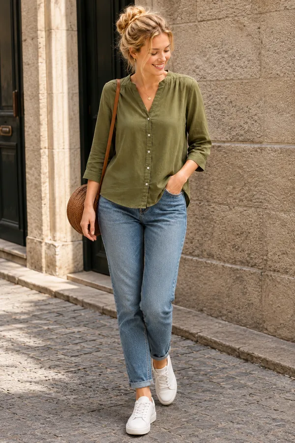 Olive_Green_Cotton_Relaxed_Fit_Shirt_For_Women