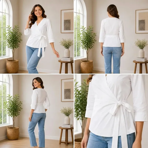 Women's_White_V-Neck_Wrap_Top_with_Side_Bow_Detail