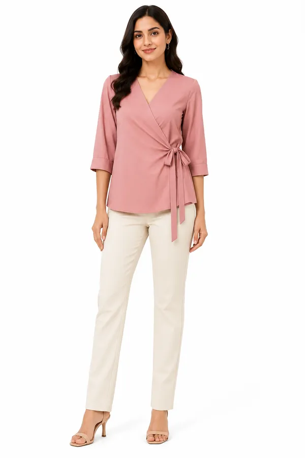 Pink_Cotton_Relaxed_Fit_Wrap_Style_Top_For_Women