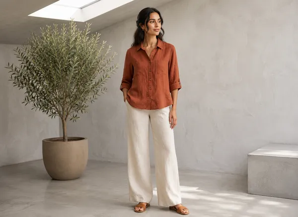 Rust_Cotton_Relaxed_Fit_Button_Down_Shirt_For_Women