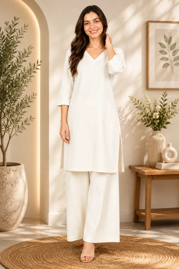 Women_Cotton_3/4th_Sleeve_Straight_Kurti_�_Casual_Everyday_Wear